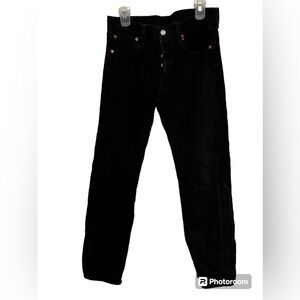 Levi 501 32x32 black denim straight leg jeans